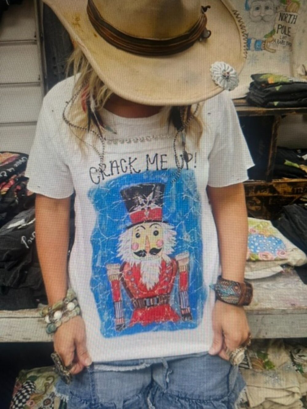 A Rare Bird "Cracking Me Up" Nutcracker Jewel Distressed Soft Cotton Tee NWT